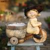 Creative Resin Cartoon Characters Boys and Girls Sculptures with Flower Pots Villa Garden Decor Landscape Home Decor Accessories