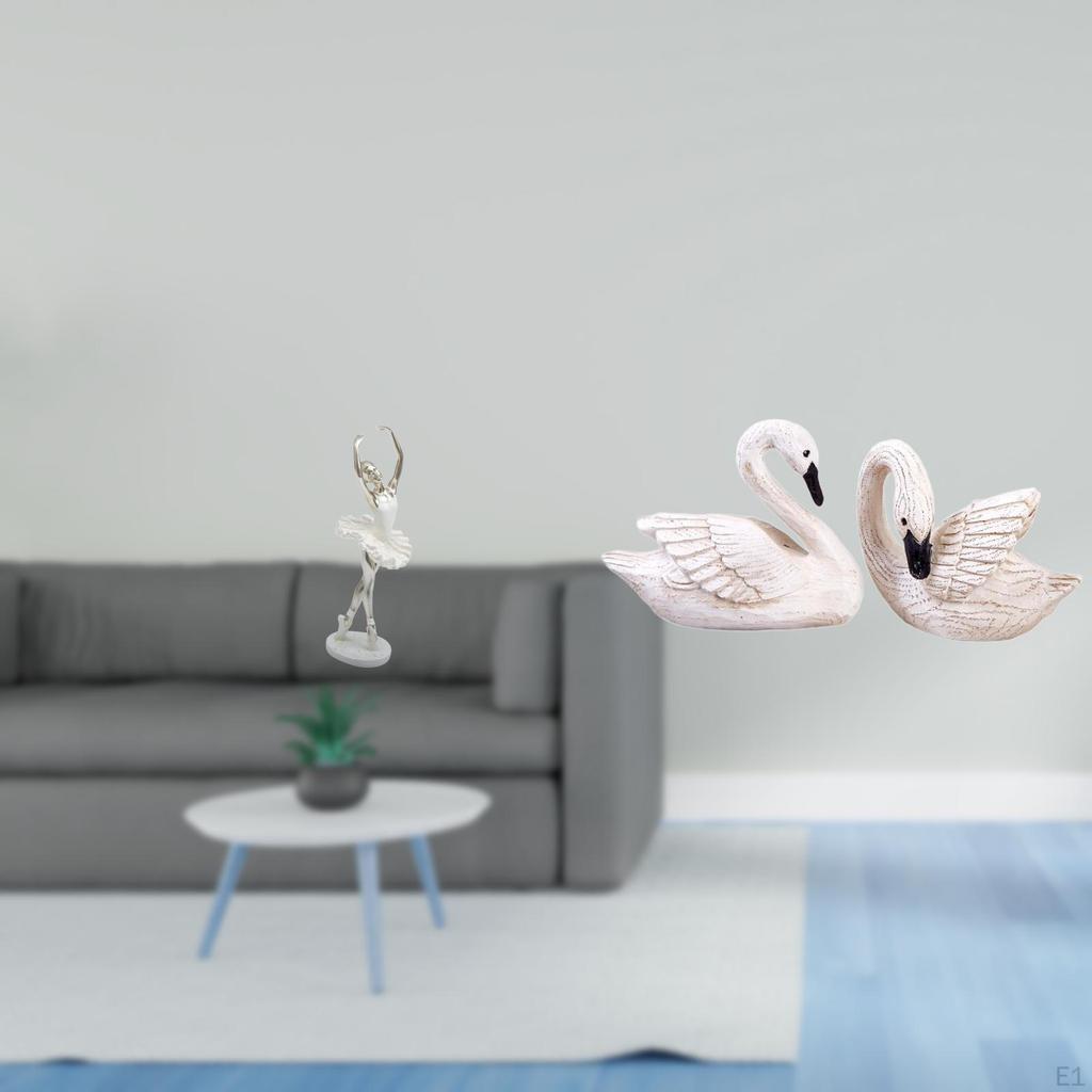 Modern Dancing Girl And Swan Figurine Art Sculpture Creative Resin Desktop Ornament for Bedroom