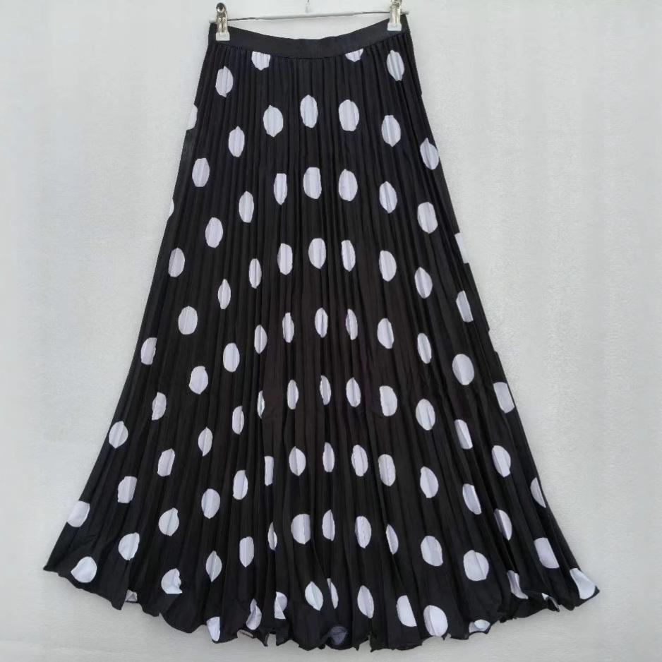 CM Summer South Africa North America Polka Dot Skirt Classic Versatile Skinny Pleated Skirt Long Skirt Women