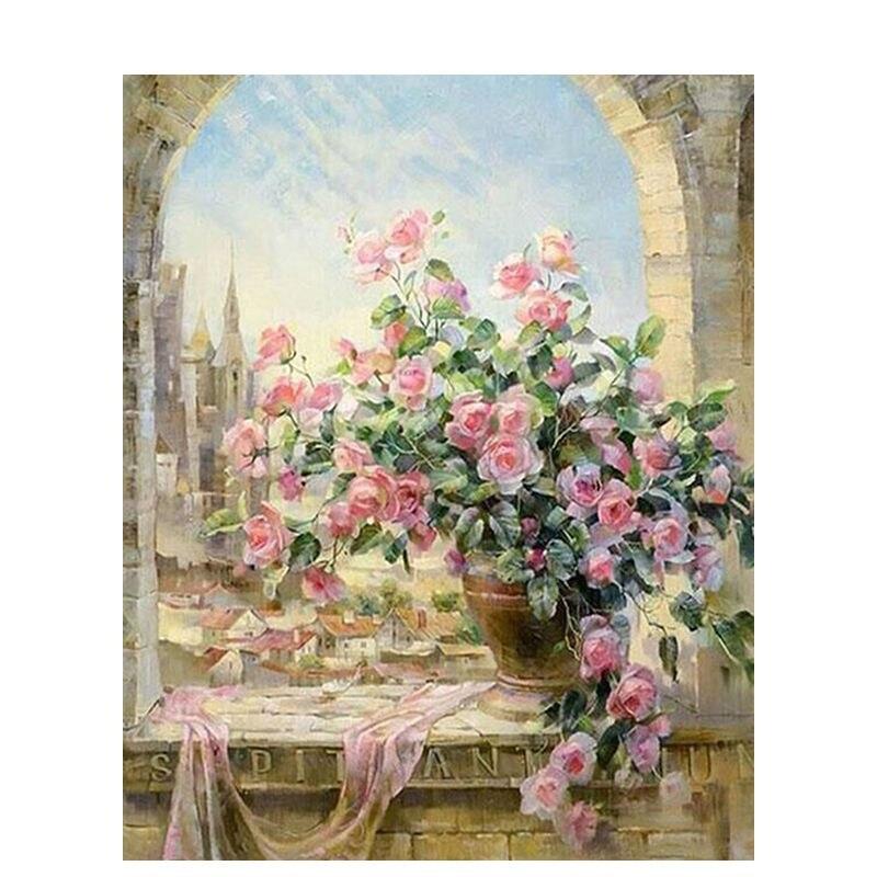 

Полный дрель 5D DIY Алмазная вышивка Пион Цветы Картина со стразами Алмазная картина Ручная работа Домашний декор Full Round 20x30CM