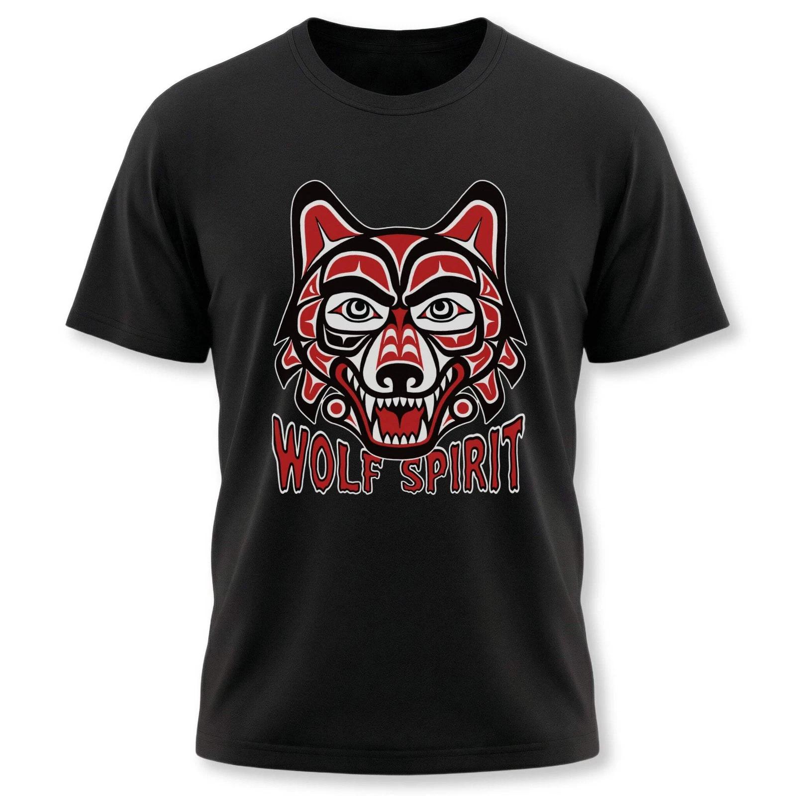Wolf Spirit T-Shirt | Red & Black Indigenous Formline Wolf Head Tee Shirt M