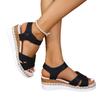 Plus-size Wedge Heel Platform Linen Sole Single-strap Sandals, New Summer Style, Perfect for Beach Wear and Outdoor Wear.