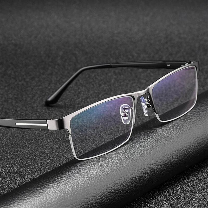 Half Frame Sun Photochromic Gray Customize Prescription Eyeglasses +Metal Square Short-Sight Eyewear 0 -0.5 -0.75 To -6.0