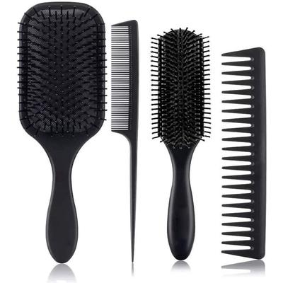 4Pcs Paddle Hair Brush Detangling Brush and Hair Comb Set for Men and Women Long Thick Thin Curly