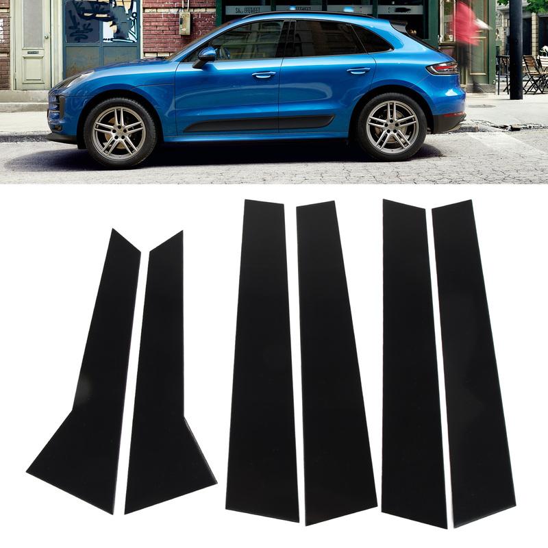 6Pcs B Pillar Posts Trim Glossy Black Exterior Window Decal for Porsche Macan 95B 2014-2023