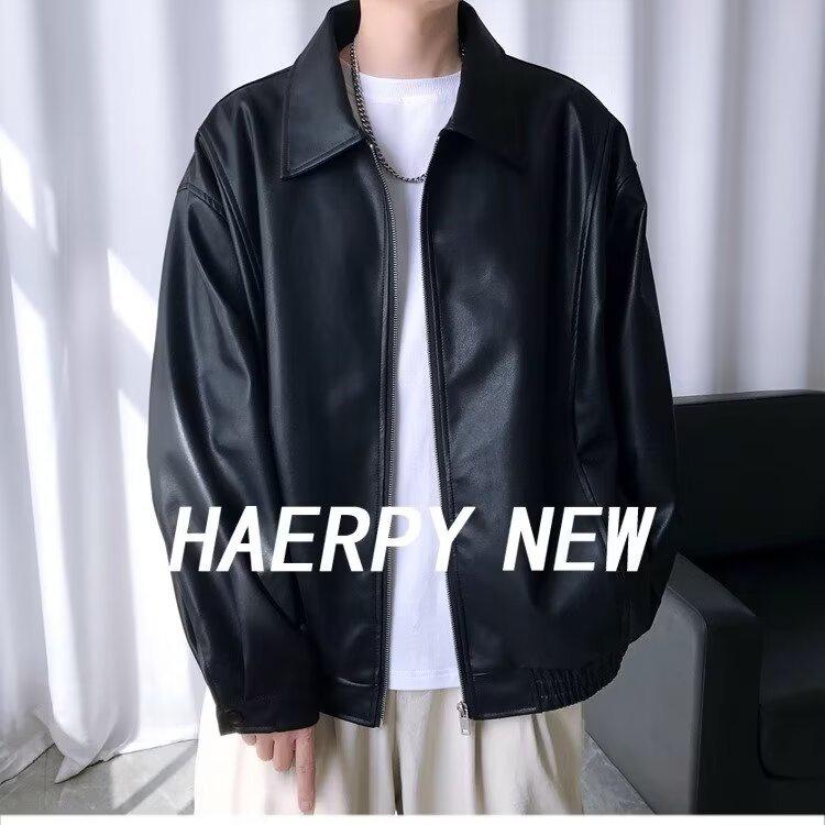 Giacca da moto unisex di alta gamma in pelle PU - Streetwear Primavera/Autunno, Vestibilità Larga