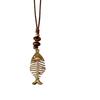 autumn and winter new sweater chain, niche design black wax rope pull adjustment necklace, fish bone love safety buckle long chain