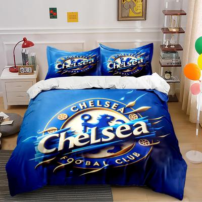 Blue Chelsea Football Bedding Set Bedding Duvet Cover Set Duvet Cover Pillowcases Home Decor (1 * Duvet Cover 2 * Pillowcases, Without Duvet Insert)