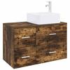 Bathroom Furniture Set 2 Pcs Smoked Oak Wood Based Material