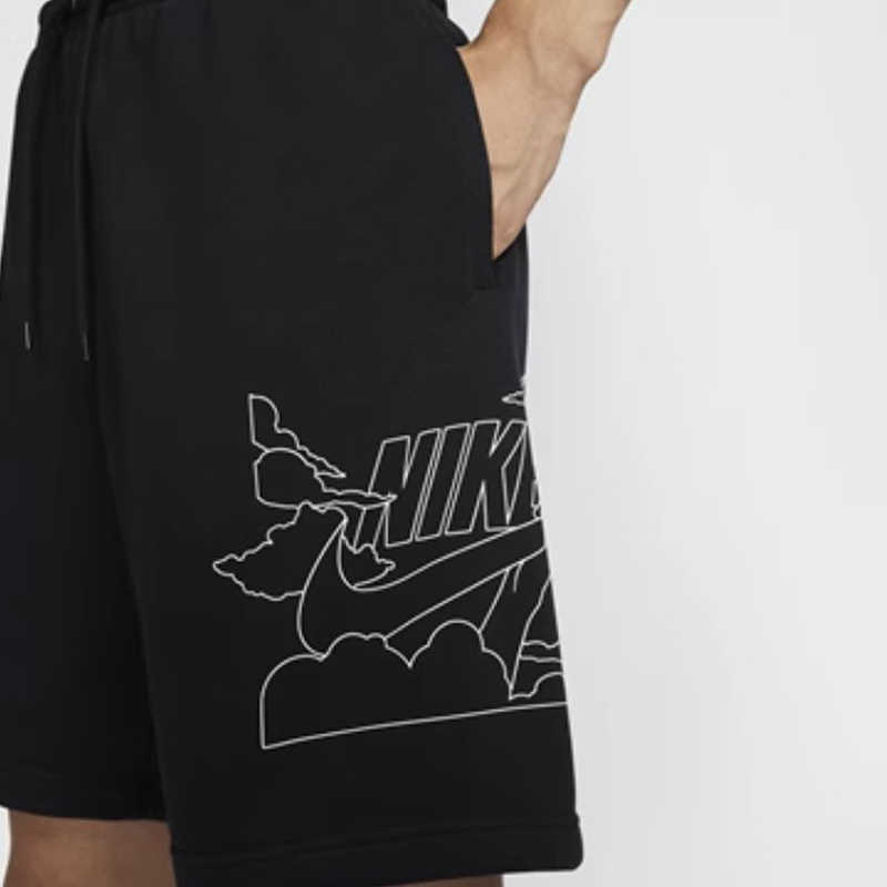 Nike Letter Pattern Design Comfortable Versatile Mid-Waist Three-Quarter Shorts Men Shorts Black FZ0819-010