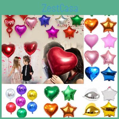 Colour 18" Solid Foil Balloons Heart Star Round Shape For Wedding Birthday Party