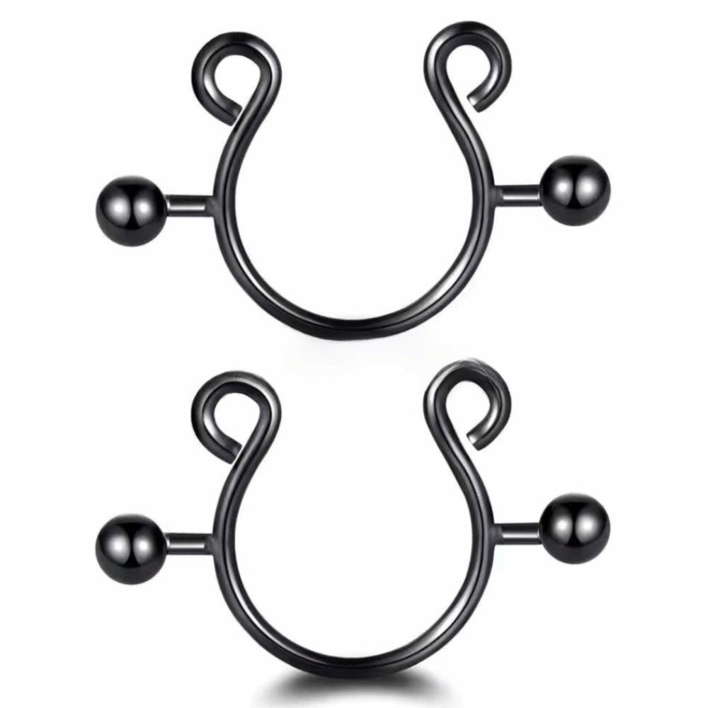 2 Stück/Set Runde Schraub-Falsche-Brustwarzen-Ringe Ohne Piercing Clip-Design Körperschmuck Ohne Piercing Damen