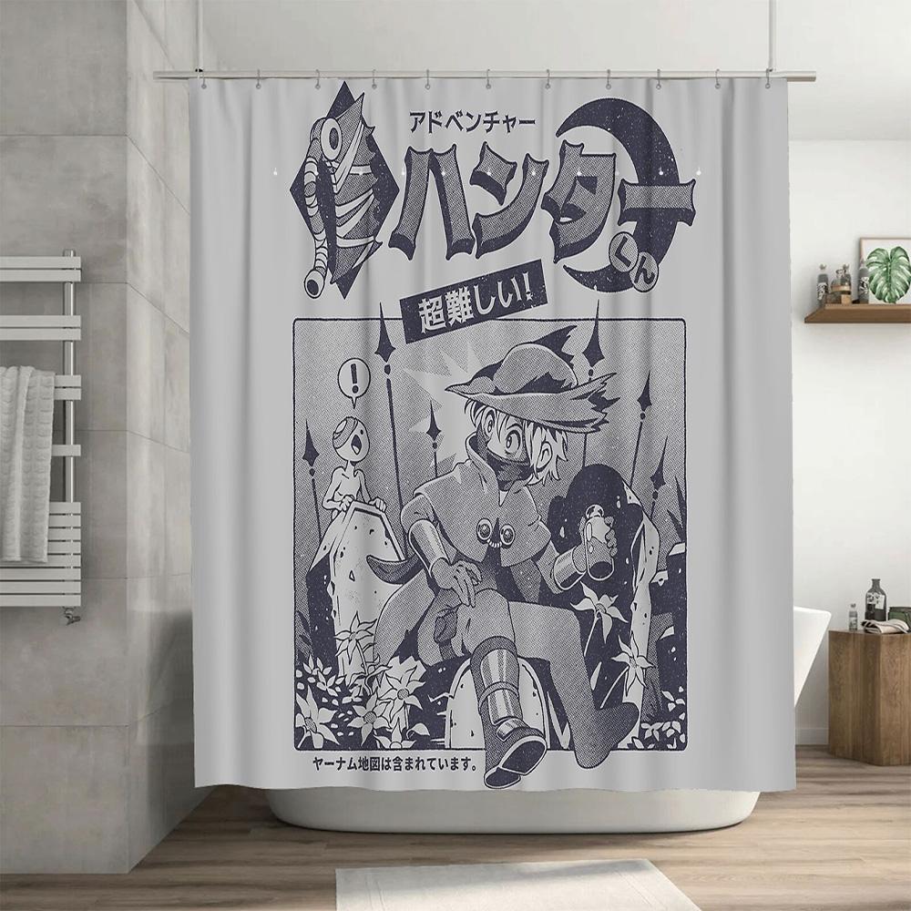 Anime Shower Curtain Japanese Otaku Decor Manga Bathroom Decor Washable Home Textile Tapestry Wall Hanging Gift Idea
