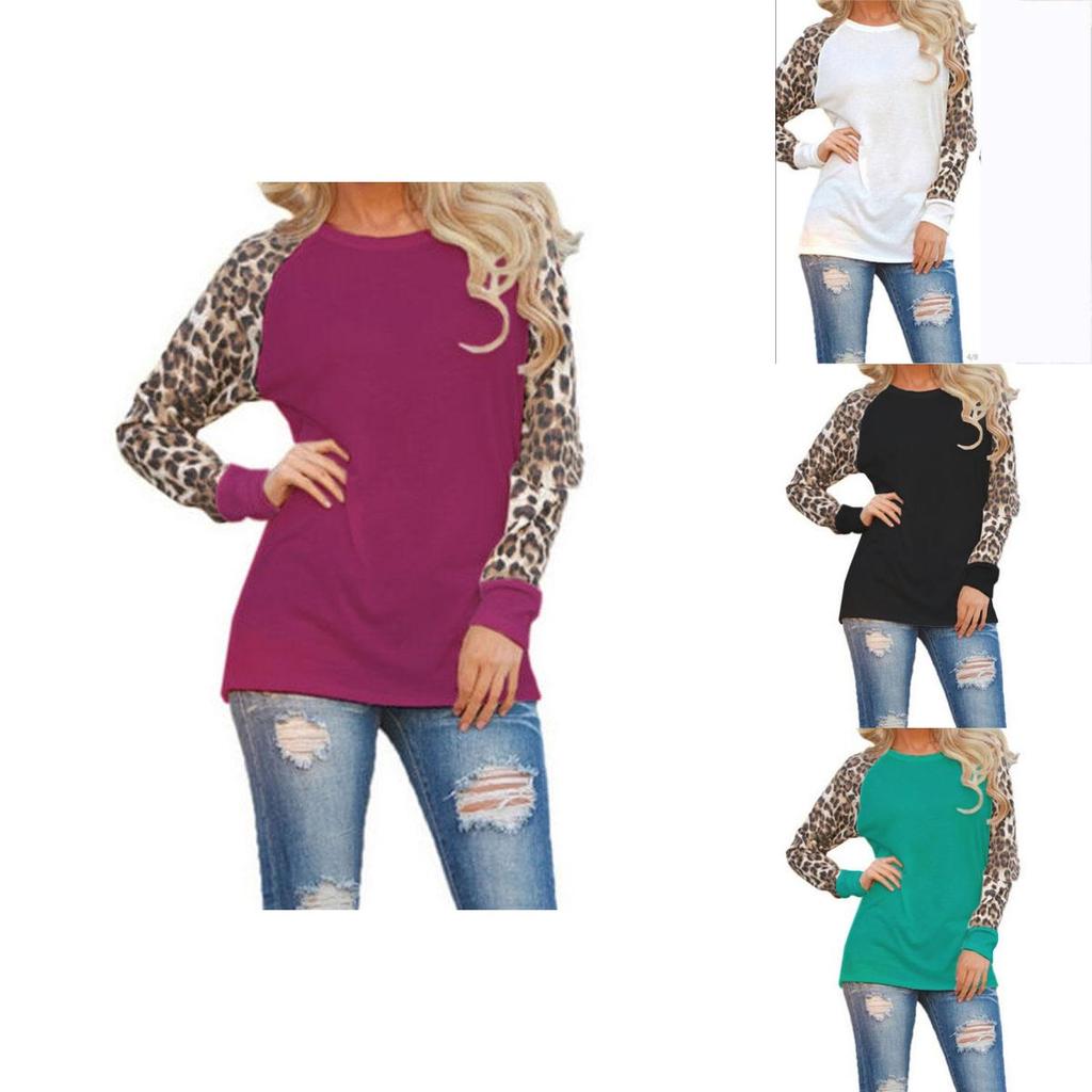 Plus Size Womens Long Sleeve Leopard T Shirts With Loose Casual Fit And Stylish Design
