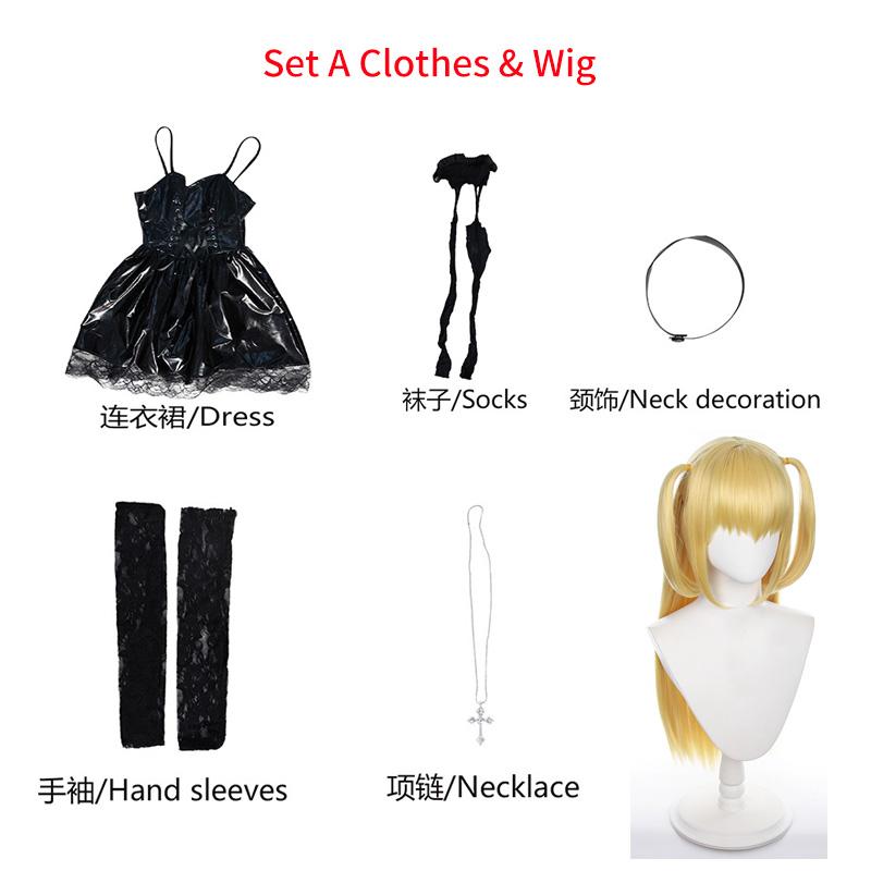 Amane Misa Cosplay Costume Jk Suits Misa Cosplay Black Dress Wig Hair For Women Girl Role Play Party Halloween Outfits