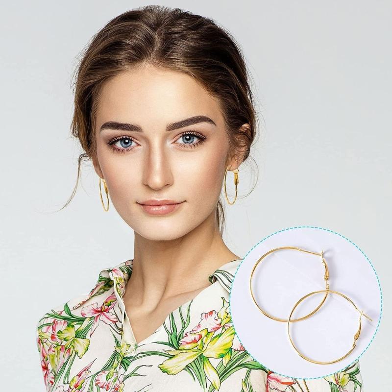 96 Pcs Hoop Earrings Finding Hypoallergenic Alloy Round Earring Hoops for Jewelry Making Earring DIY Craft Easy to Use