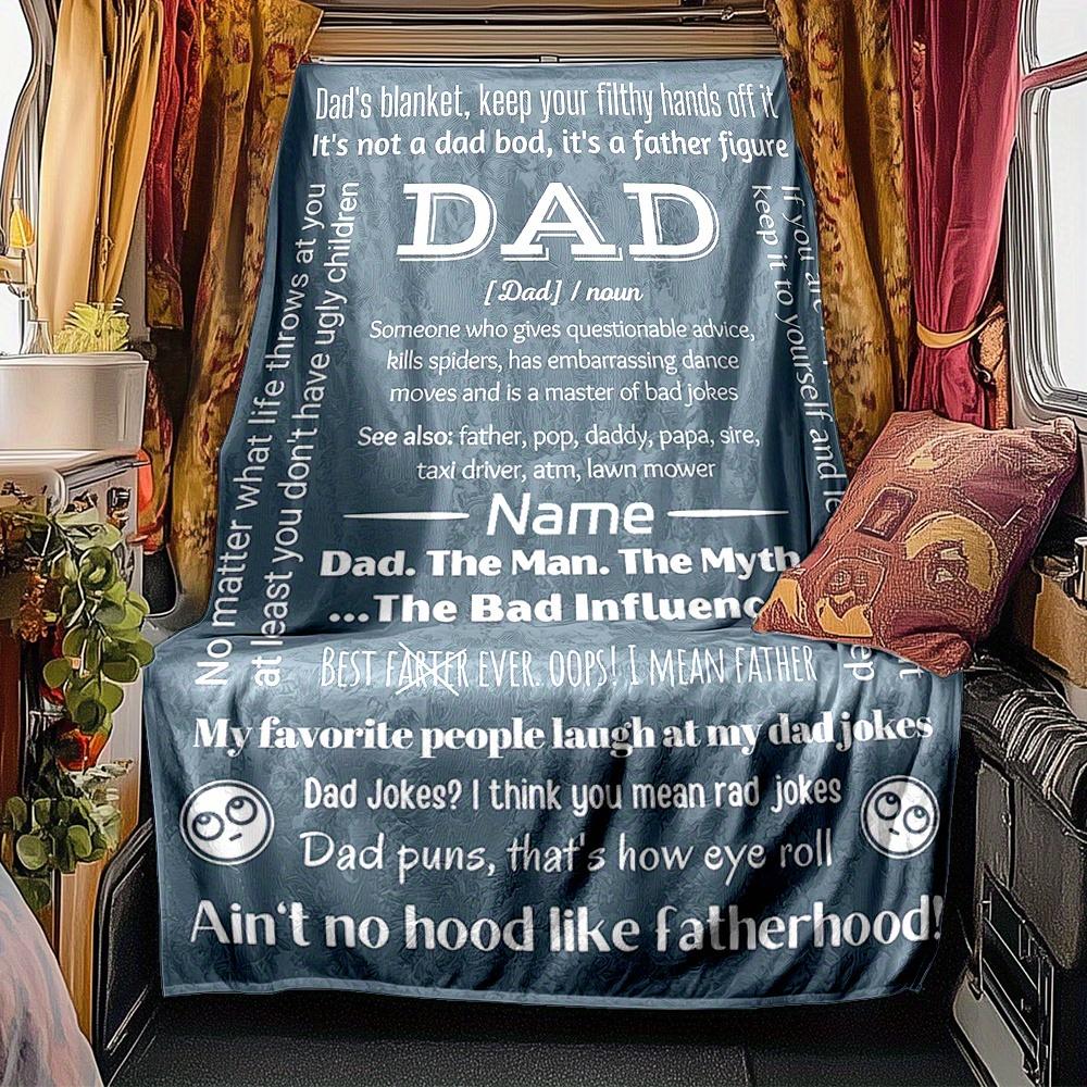 Dad Hero Blanket Personalized Name Soft Comfortable Stylish Blanket Car Blanket Perfect For Travel Camping Outdoor Home Suitable For All Seasons