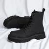 Spring Autumn Shoes Mens Fashion Single Boots Brand Male Ankle Boots Pure Black Non-slip Thick Sole