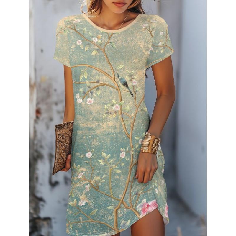 Women's Fashionable Dress, Cute Little Animals and Floral Prints