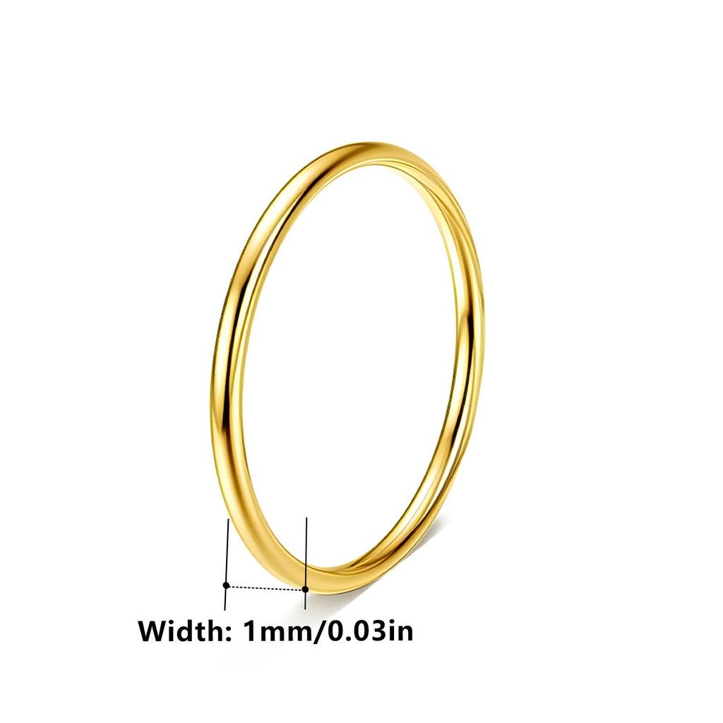 14K Ultra-Thin Polished Unisex Couple Ring with Vacuum Plating