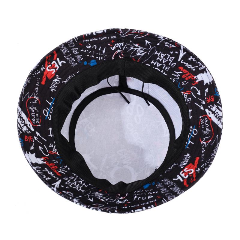 Korean Graffiti Bucket Hat: Unisex Hip Hop Street Style, Adjustable Sun Hat