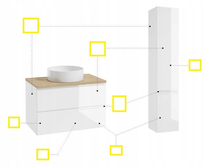 Wall-hung bathroom column, white gloss, 157x30 cm, Modus