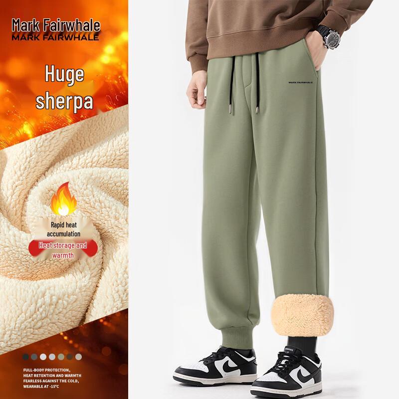Mark Hua Fei Men's Thickened Sherpa Fleece Winter Sweatpants