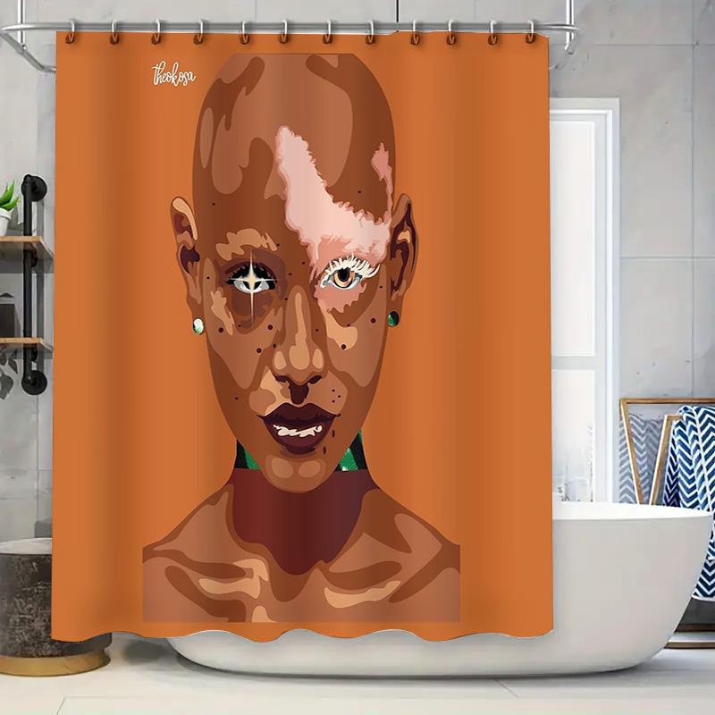 

Unique Anime Shower Curtain Japanese Otaku Decor Abstract Art Bathroom Curtains Modern Home Decoration Washable Fabric W60H190(CM)-1 Pcs