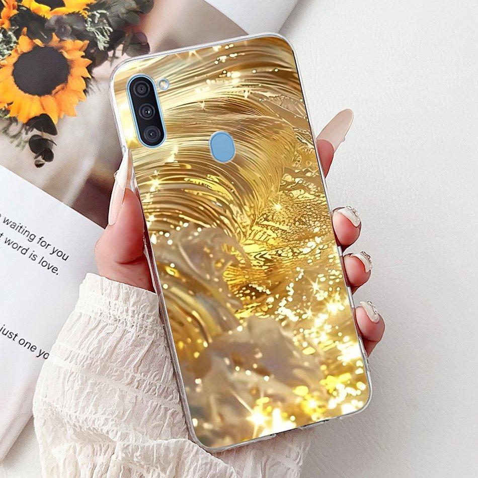 For Samsung Galaxy A11 M11 Phone Case Samsung A11 M11 A115F M115F Elegant Floral Cat Painted Soft Silicone Transparent TPU Cases