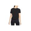 Nike Solid Crew Neck Loose Cropped Short Sleeve T-Shirt Women Tops Black DM7026-010