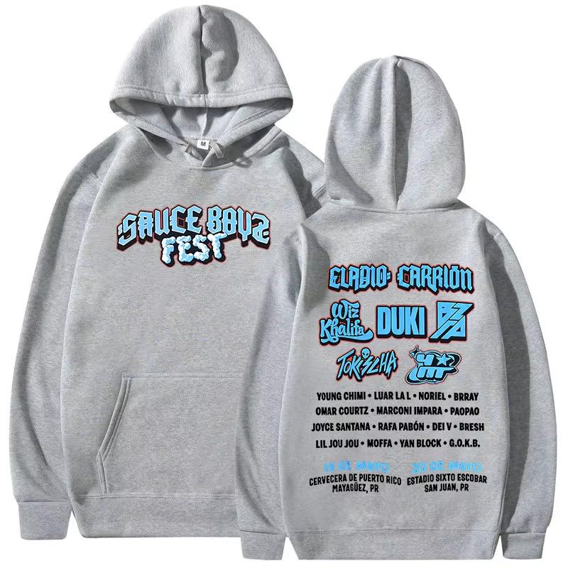 Rapper Eladio Carrion Sauce Boyz Fest Merch Hoodie, Unisex Clothing Fashion Long Sleeve Pullover Loose Hooded Sweatshirt Hoodies