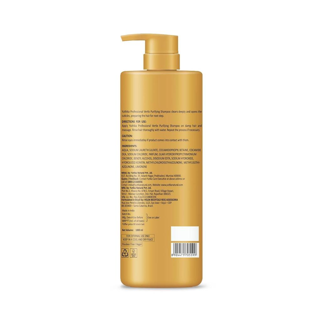 Yuthika Professional Vertix Hydrolyzed Keratin Purifying Shampoo 1000ml Deep Cleansing for All Hair Types