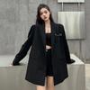 Cappotto Premium Nero Oversize dal Design Unico per Donna, Blazer Top Chic Street Fashion Taglia Piccola con Sensazione di Alta Gamma