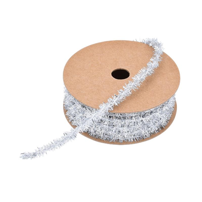 Christmas tree gift packaging beard top ribbon decoration, golden onion wool Christmas latte webbing 10 yards/roll