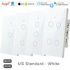2 Way Smart RF433 Remote Control Wall Light Touch Switch Light Glass WiFi Tuya Smart Life US USA White Black Gold Alexa ON OFF