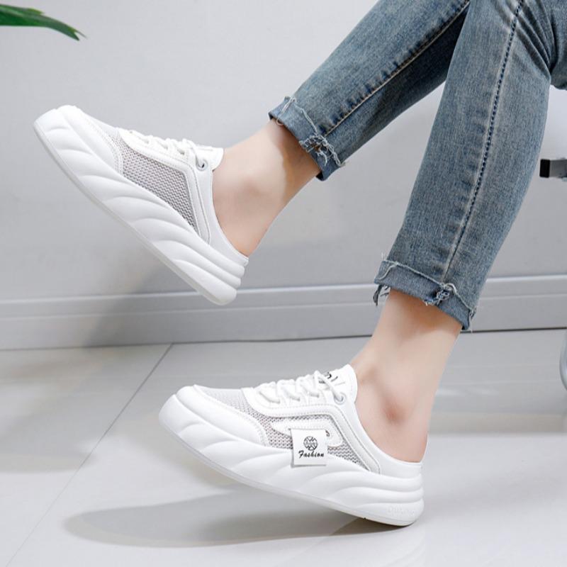 Fashion Women's Half Slippers Summer New Hollow Out Breathable Ladies Casual Shoes Lightweight Soft-soled Sandals Zapatos Mujer