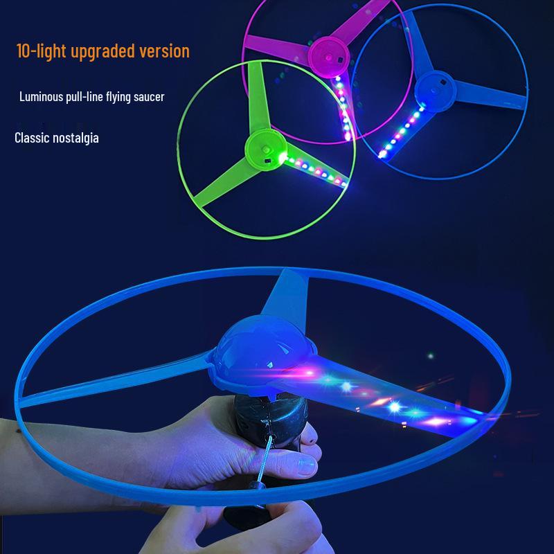 Children s Luminous Flying Saucer Toys with Pull String - Set of Ten