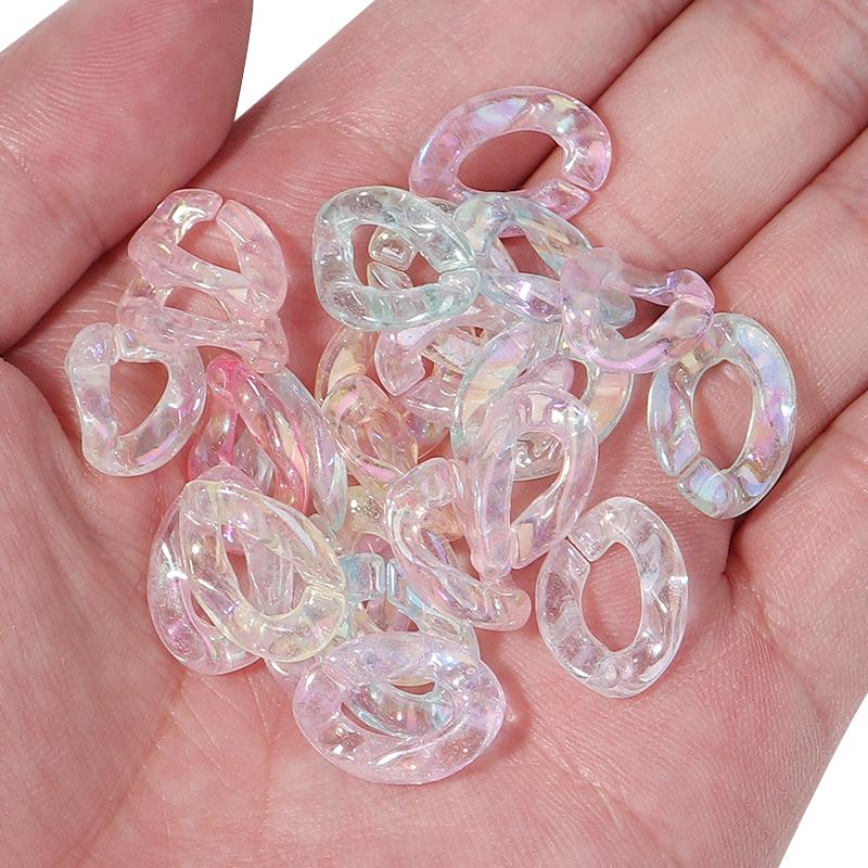 100pcs 16X12mm Acrylic Link Chain Mixed Color Hook Clasp Open Buckle Beads Connector For Jewelry Making DIY Necklace Key Chain