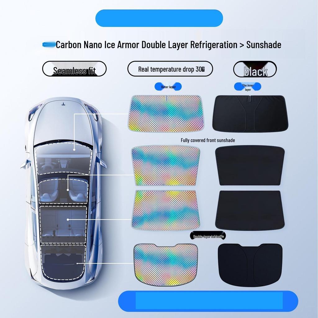 Tesla Model Y/3 Sunroof Sunshade: Upgraded Graphene Skylight for Sun Protection and Heat Insulation