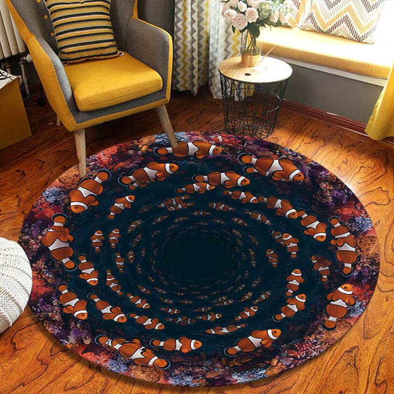 3D Vision Stone Round Area Rug,Carpet Rug for Living Room Bedroom Sofa Playroom Decor,Non-slip Floor Mat