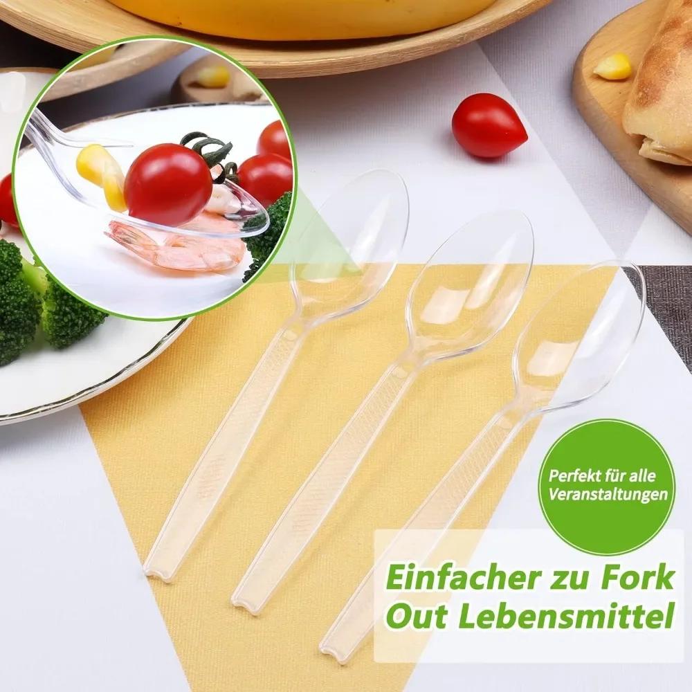 100 Stück Einweg-Plastiklöffel Plastikbesteck Klar Teelöffel Einweggeschirr für Dessert Eis Partyzubehör