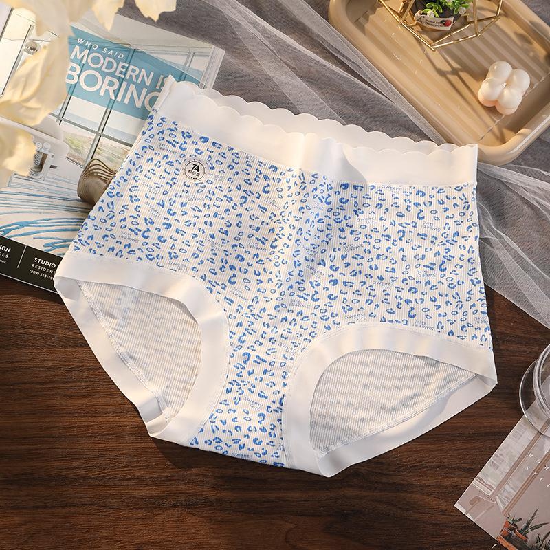 Übergröße Damen Süßer Leopardenmuster Reiner Baumwolle Antibakterieller Schritt Hochgeschnittener Bauchtasche Gesäß Nahtlose Unterwäsche