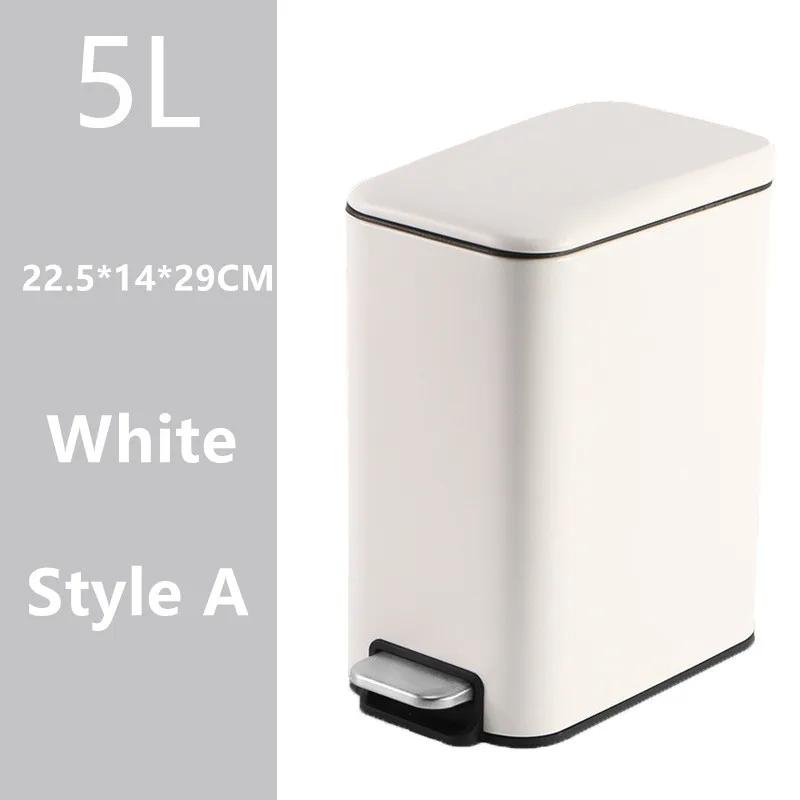 New 5L Stainless Steel Step Trash Can with Silent Gentle Lid for Kitchen Home Office Foot Pedal Trash Can Automatic Dustbin