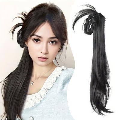 Pençe At Kuyruğu Peruk Sentetik Uzun Dalgalı Örgülü At Kuyruğu Aksesuarları Peruk Kadınlar İçin Günlük Giyim