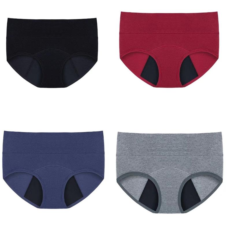 Women High Waist Full Coverage Leakproof Cotton Panties Period Underwear Heavy Flow Menstrual Postpartum Teens Brefs