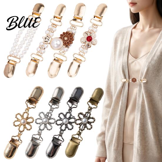 Clothing Fashion Clips Vintage Sweater for Women Girls, Retro Faux Pearl/Floral Cardigan Clips, Elegant Collar Dress Waist Alteration Clip Dresses