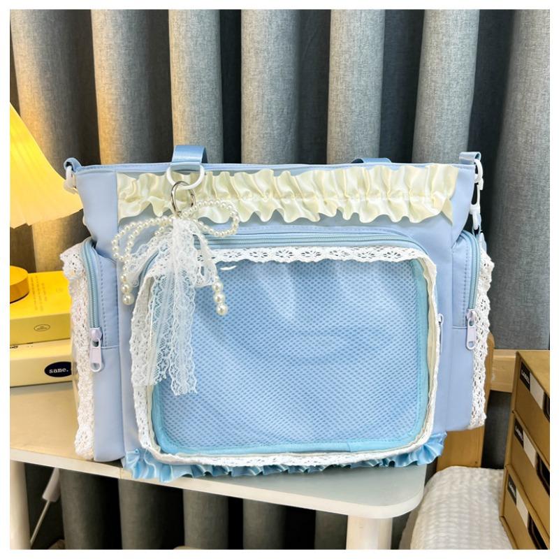 New Japanese highvalue, fresh and sweet candycolored transparent pain bag, girl light and largecapacity messenger bag