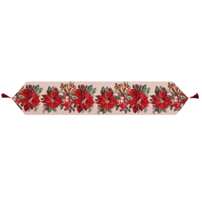 Christmas Table Runner with Tassels 68Inches Long Seasonal Winter Christmas Holiday Tablecloth Cover Table Decorations