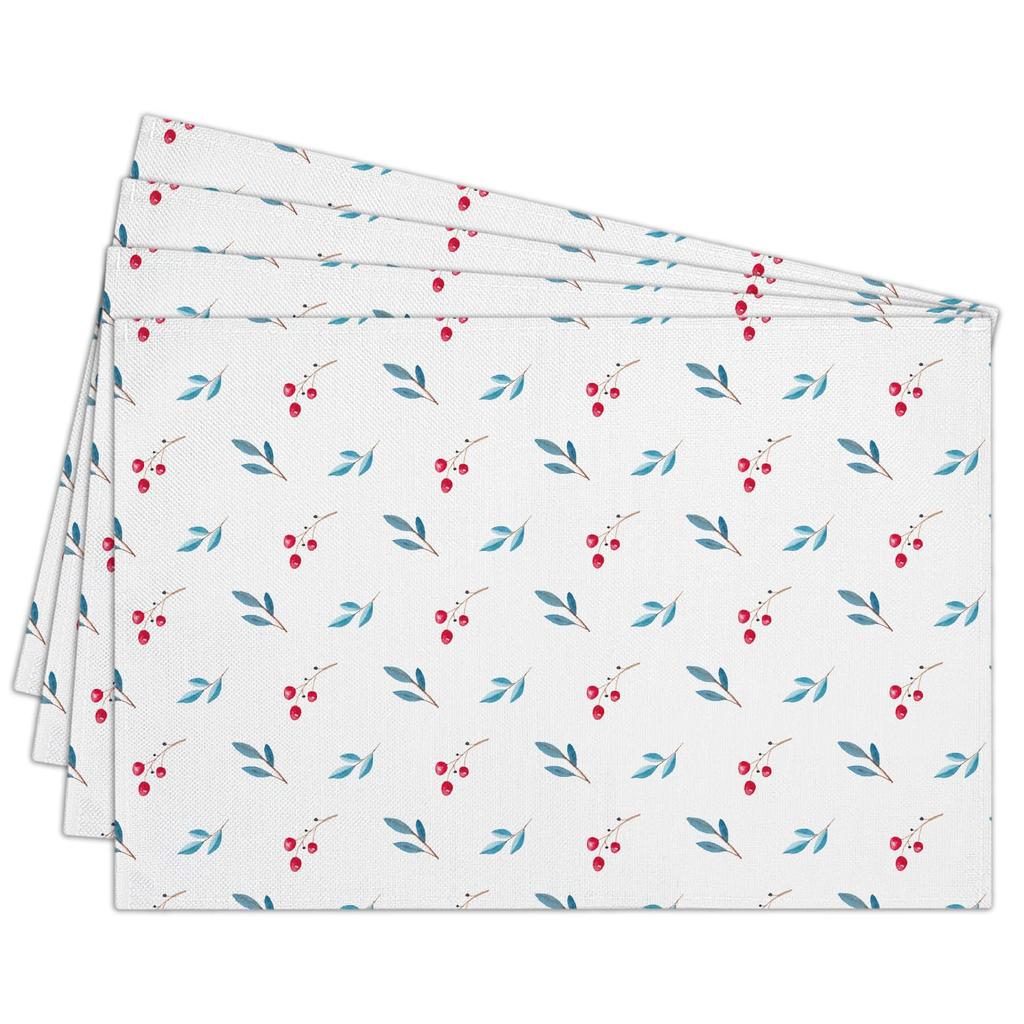 Cotton Linen Waterproof Placemats Set of 4, Daisy Floral Dining Mat Table Mats Decor