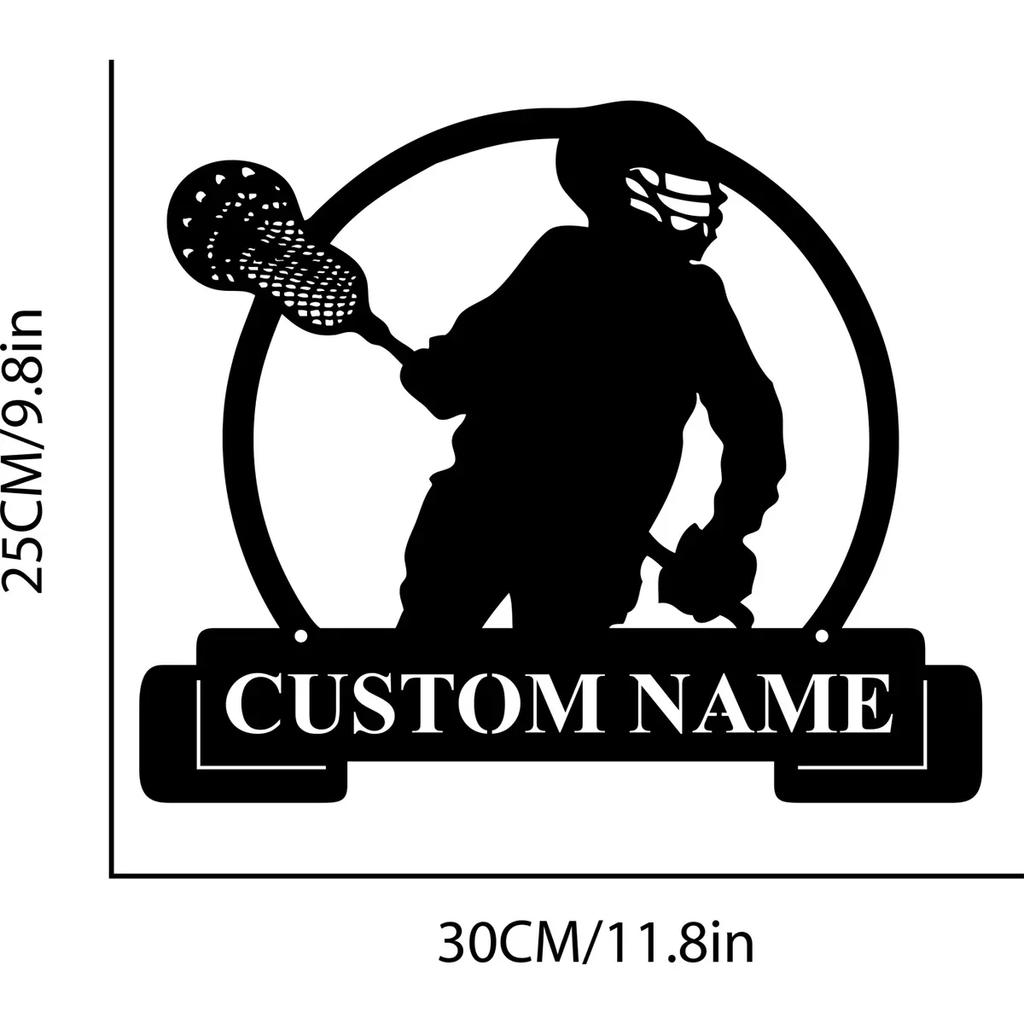 Metal Wall Art for Living Room, Personalized Name Sign, Rustic Farmhouse Decor, Gift for Lacrosse Player